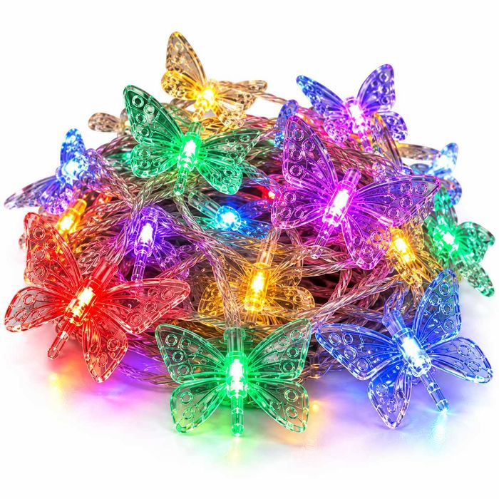 Коледни лампички LED завеса пеперудки 3м х 30-50см 10бр. пеперудки многоцветна светлина
