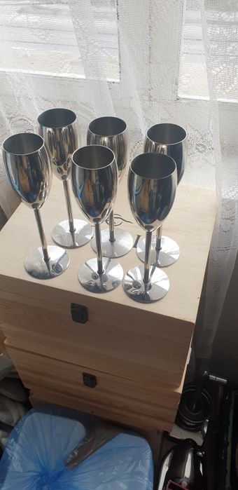 Set pahare sampanie inox solid