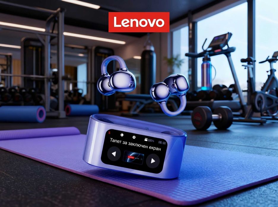 Lenovo RS105 Безжични Слушалки с LCD Тъчскрийн, Bluetooth 6.0, Open-Ear Клипс за Спорт