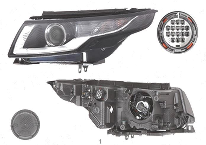Far Land Rover Range Rover Evoque, 05.2015-, fata, Stanga, HB3+PSY24W; electric; cu motor; cu becuri, Varroc