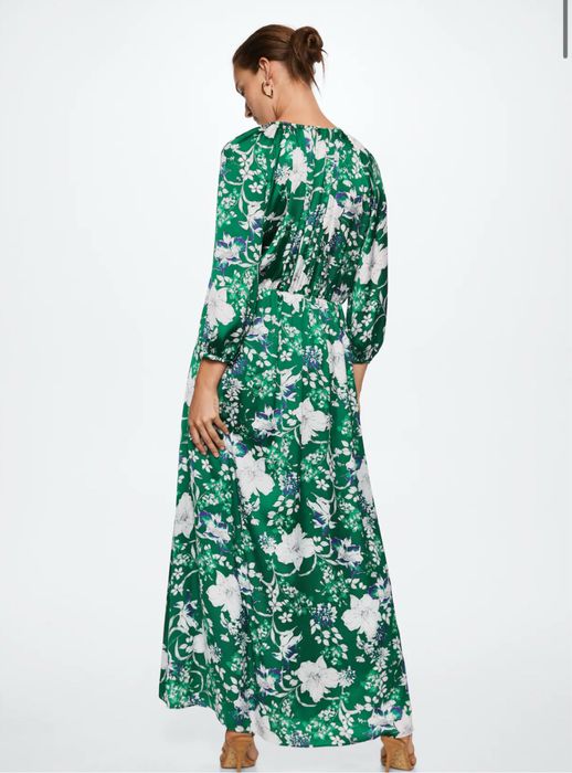 Mango - rochie maxi vaporoasa cu imprimeu floral, S