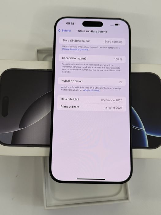 Iphone 16 Pro Max - Ca Nou -256 Gb -100% bat -79 cicluri