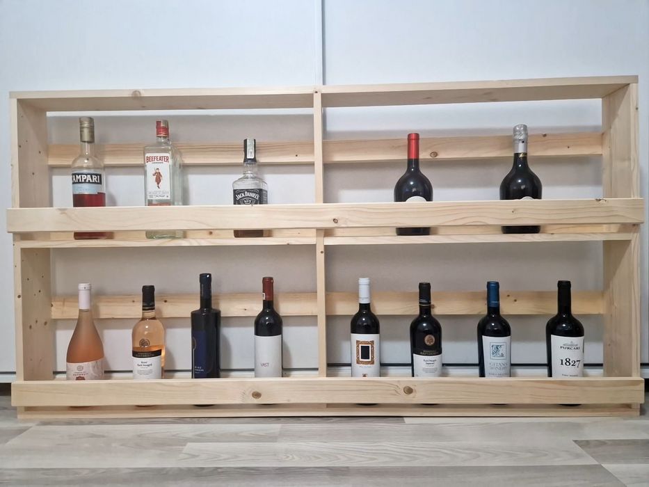 Raft suport perete bauturi, sticle și pahare whiskey / vin
