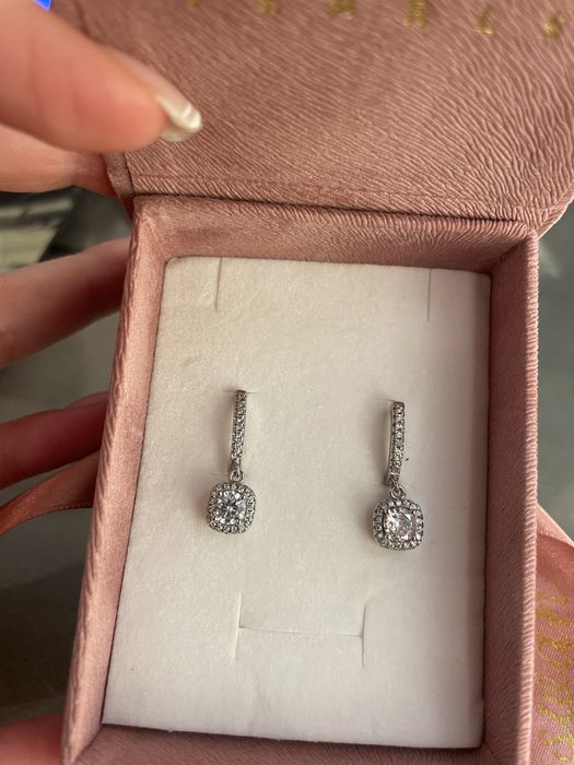 Сребърни обеци с цирконий