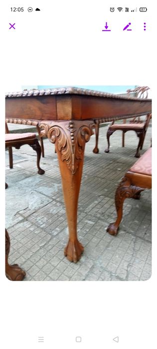 Махагонова маса с 6 стола старина