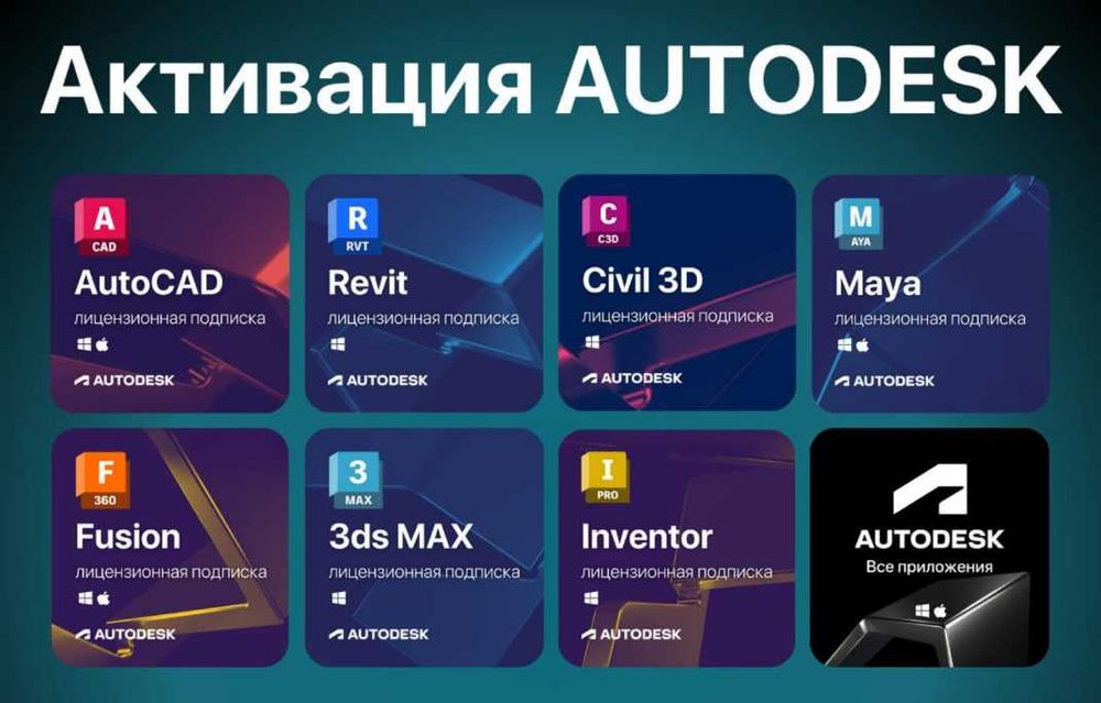 Подписка Autodesk на 1 год: AutoCAD, Revit, Fusion, 3ds Max и других