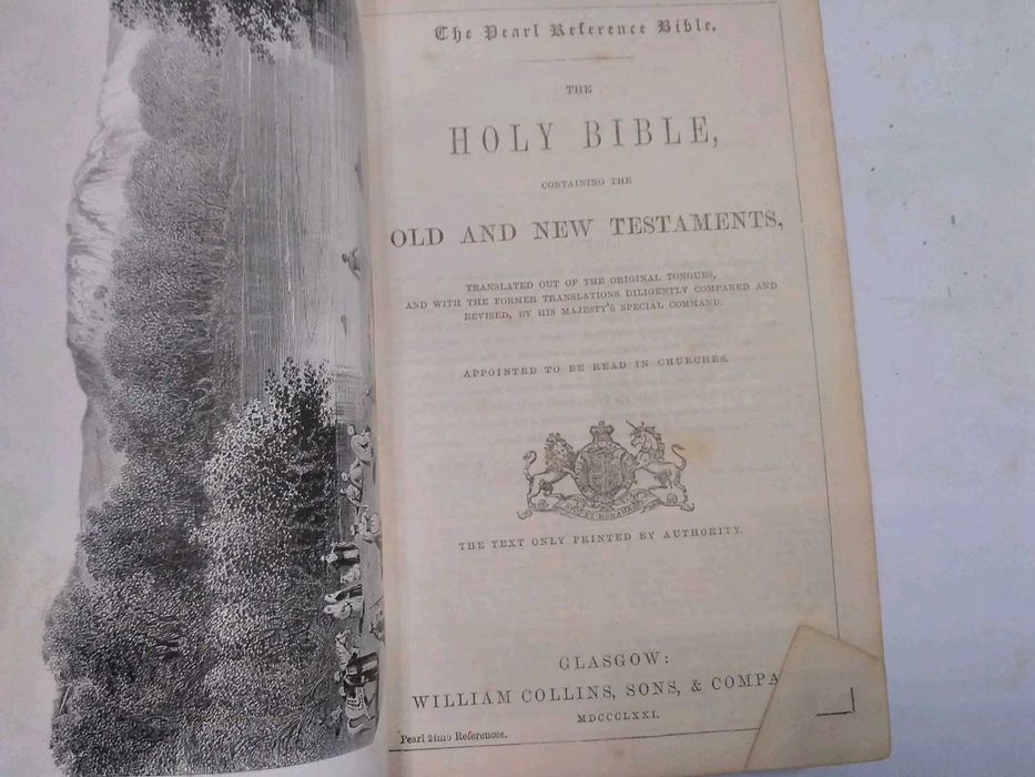 Biblia / Biblie veche ,engleza, 1871, 15x10x3 cm , coperta piele