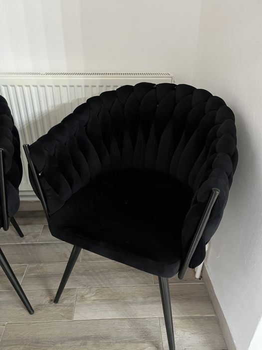 Fotoliu scaun negru, material catifea calitativa