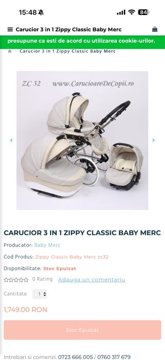 Carucior 3 in 1 Zippy Baby merc