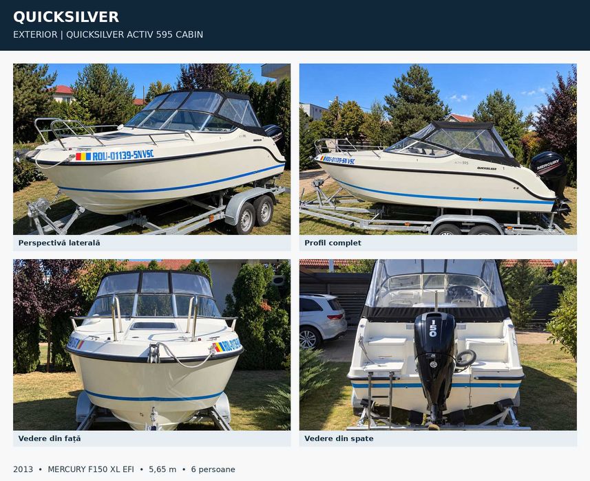 Quicksilver Activ 595 Cabin (2013) | Mercury 150 CP (154h) + Peridoc 2 Axe