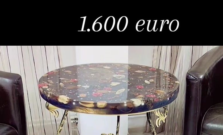 Masă de cafea din lemn și rășină epoxidică