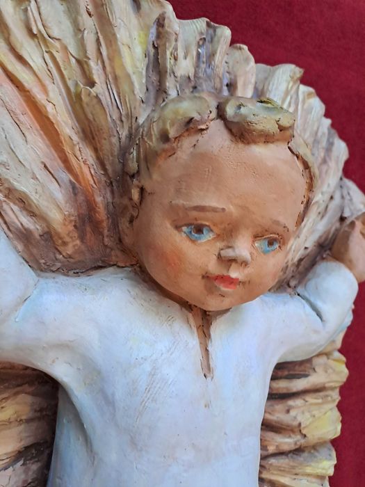 Pruncul Isus bazorelief statueta din teracota 47/37 cm