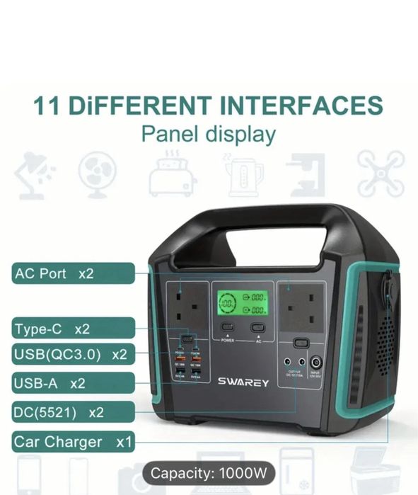 Power Station Swarey 1000W 725wh пауър станция