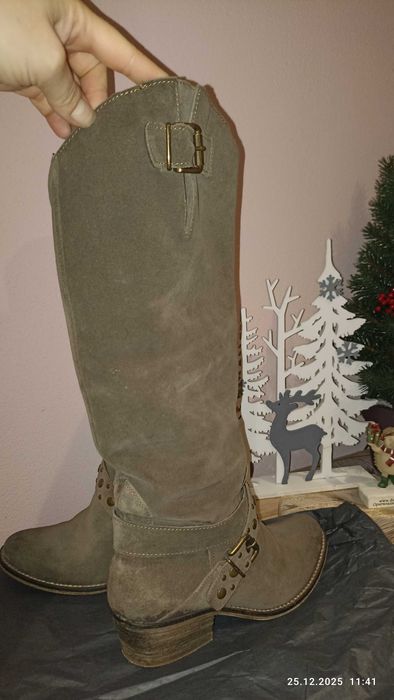 Италиански ботуши висококачествен естествен велур