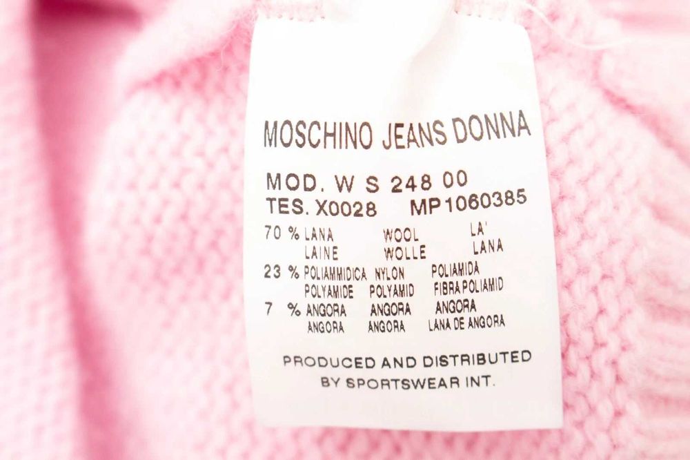 Moschino Jeans дамски пуловер розов от вълна и ангора 38 S