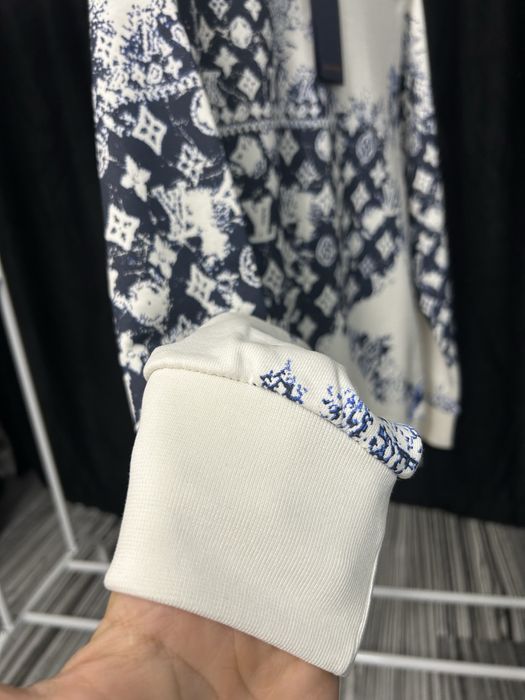 Bluză bărbați Louis Vuitton Monogram crewneck alb navy model rar - S