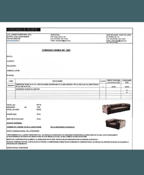 Canapea si fotoliu Divani&Sofa