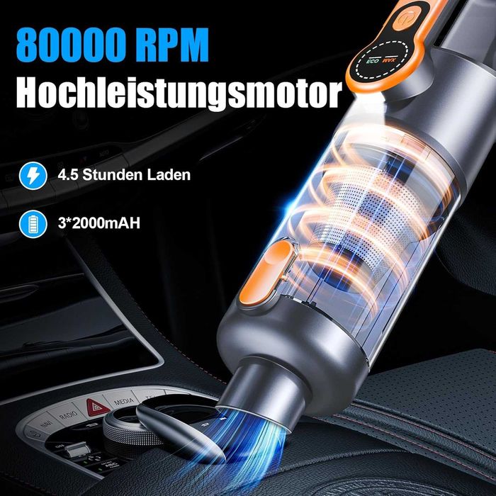 Ръчна прахосмукачка, прахосмукачка с батерия 26000 Pa, безжична