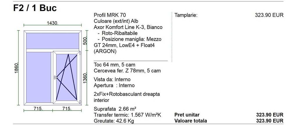 Geam Termopan 1860 x 1430 mm