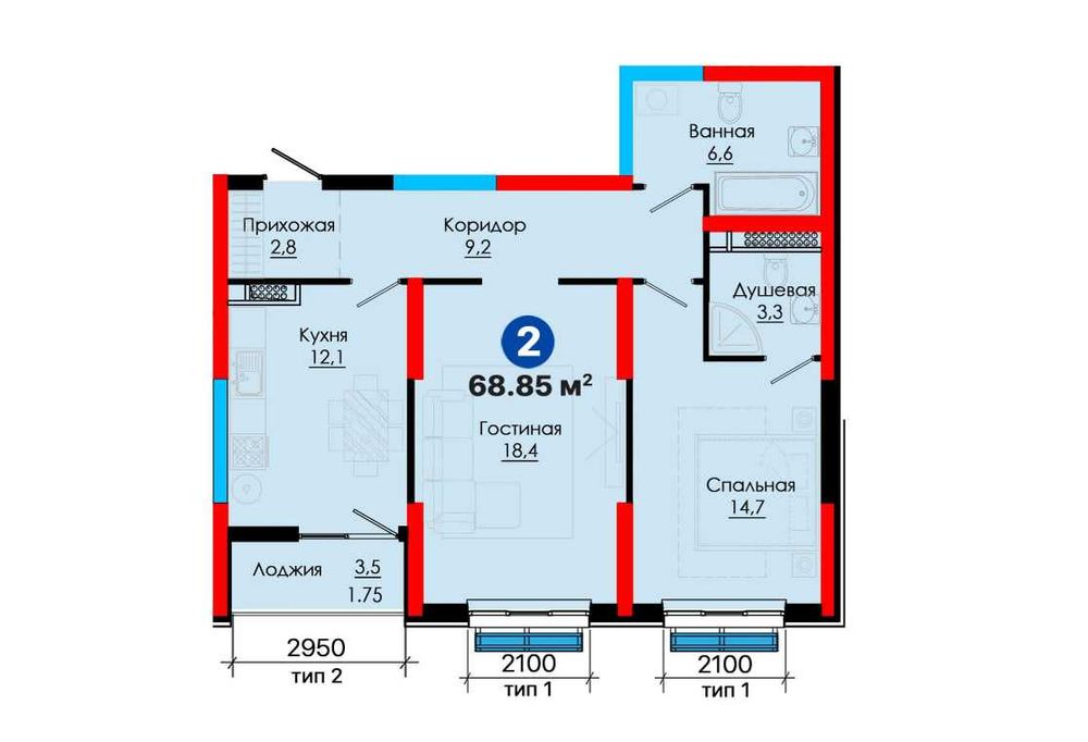 Бизнес-класс 2 хонали квартирага Янги йил чегирмаси — 35%!  (SJ)
