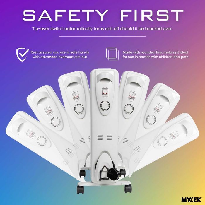 MYLEK маслени радиатори 2500W,регулируем термостат и 24-часов таймер