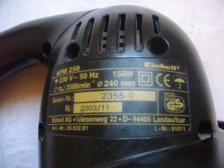 150 Вата-ф240мм-Полир Пастир Машина-Немска-Einhell- King Craft KCA 250