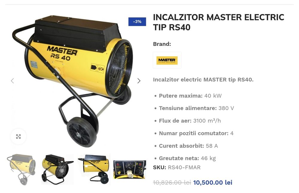 Incalzitor Master Electric tip  RS40