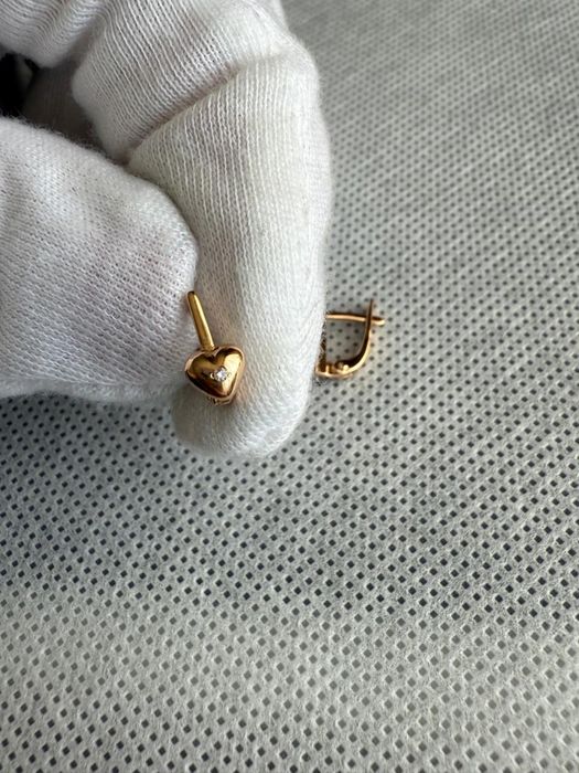 Серьги золотые сердечки и серьги продергушки