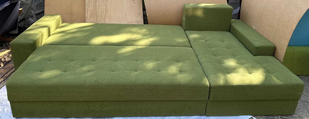 Canapea Extensibila Tip Coltar 3,15 m; Pat cu Lada si Saltea 260x160 cm