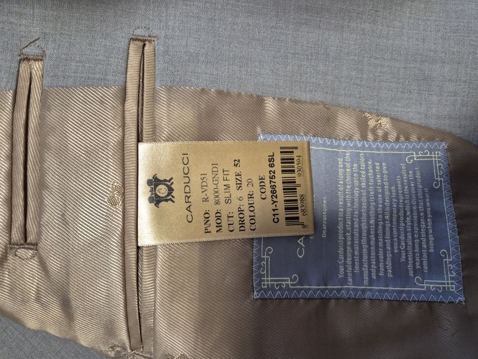 Елегантен мъжки костюм Carducci – Slim Fit, размер 52