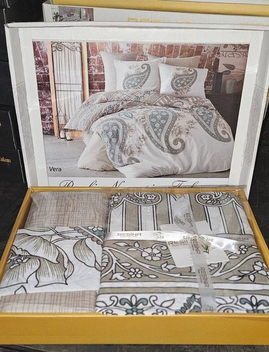 Lenjerie de pat ranforsate 100% din bumbac poplin 4 piese