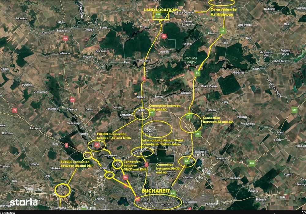 Teren intravilan de vanzare/inchiriere DN1 Ciolpani Ilfov