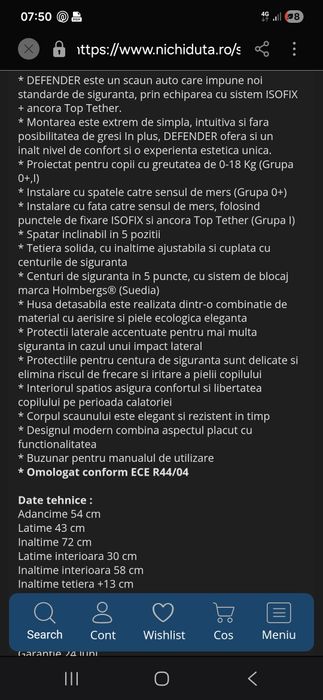 Scaun auto copii, cu isofix, Caretero Defender Plus