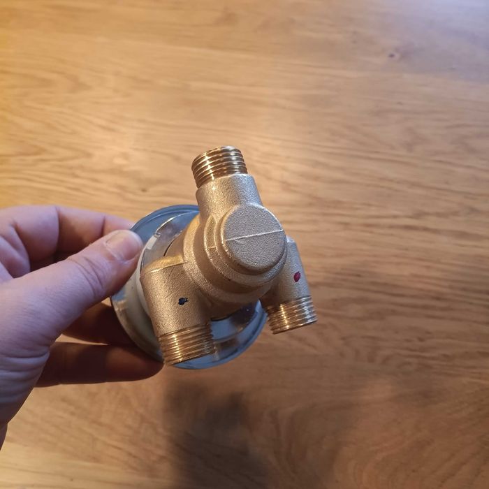 Термостатичен смесител за душ, 3-пътен, месинг, 30–50°C