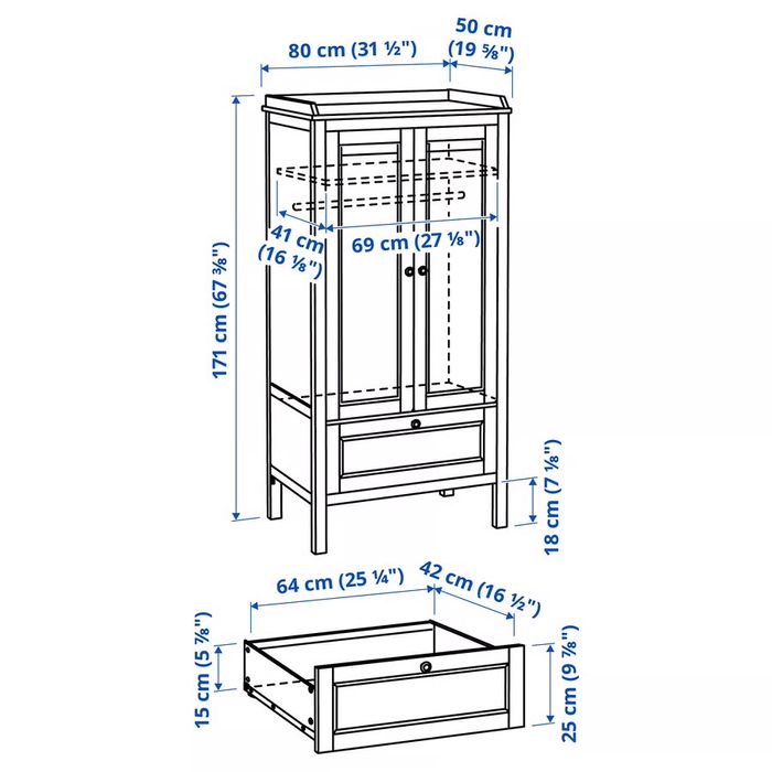 Mobila copii (dulap + comoda/masa infasat) IKEA Sundvik