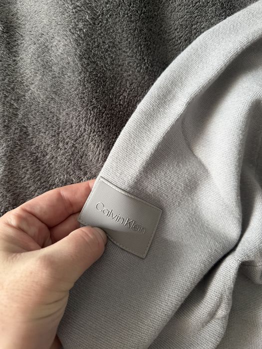 Calvin Klein Milano stitch quarter zip pulovar vascoza gri marimea S