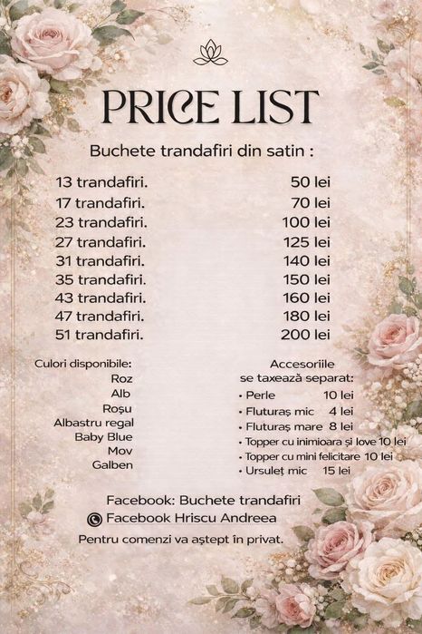 Realizez buchete trandafiri din satin