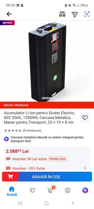 Acumulator Li-Ion 60V 20Ah pentru Scuter Electric