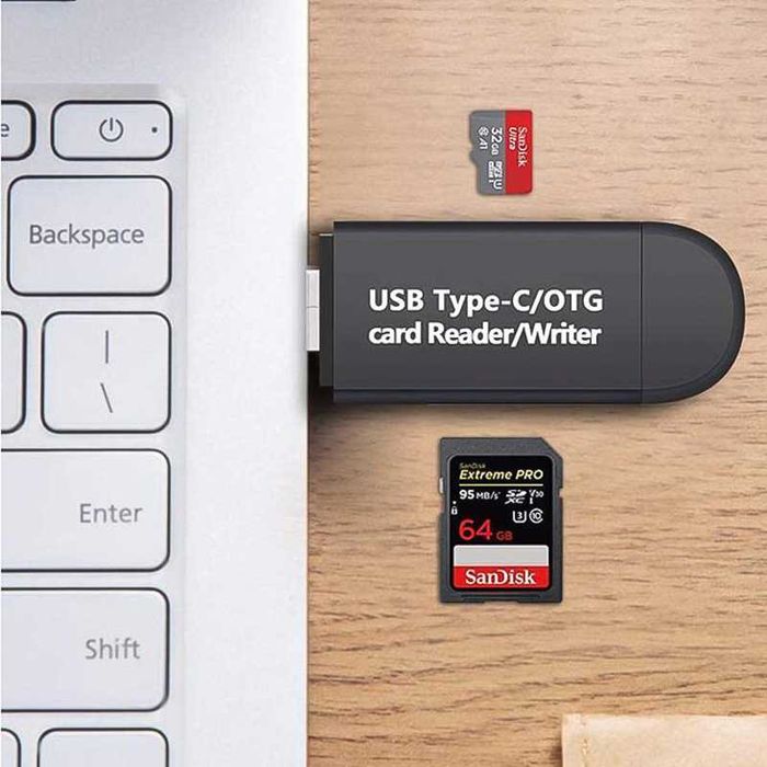 Универсален четец за карти SD, MicroSD, TF USB, USB-C, Micro USB