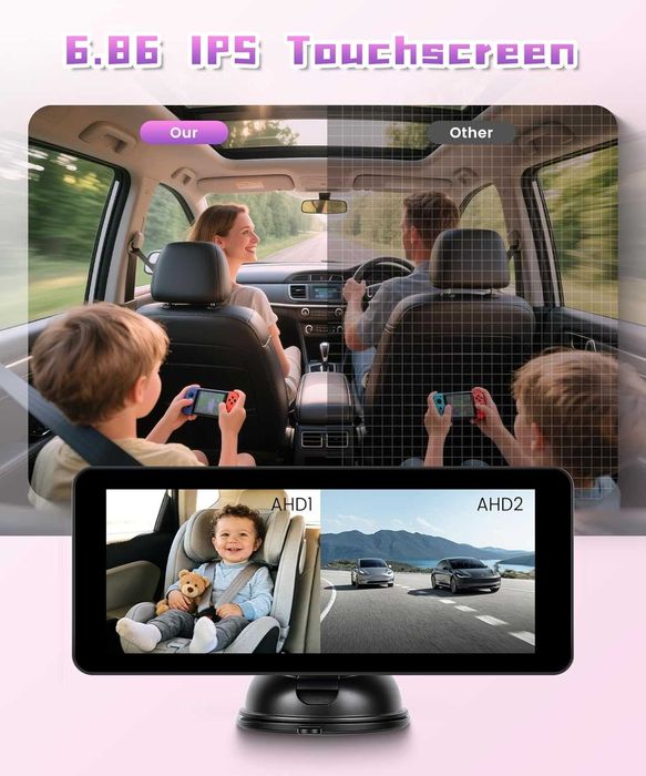 Камера за дете в кола + заден ход + CarPlay/ Android Auto подарък