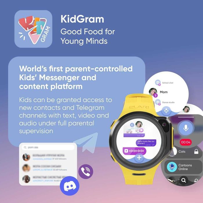 Детски 4G смарт часовник Elari KidPhone 4GR M Видеоразговори