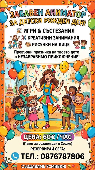 Аниматор детски рожден ден
