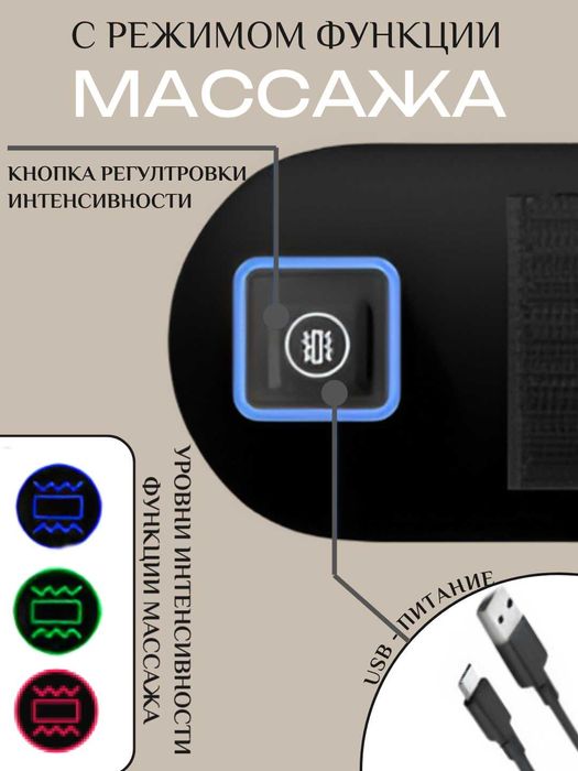 Автоподушка 2 в 1 под голову и поясницу. Вибромассаж, эффект памяти