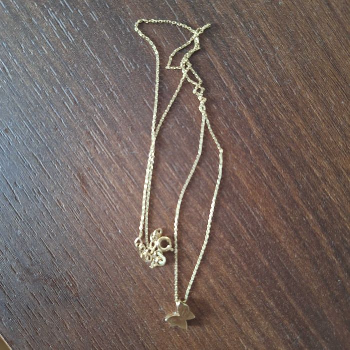 Lantisor aur 14k fluture mobil