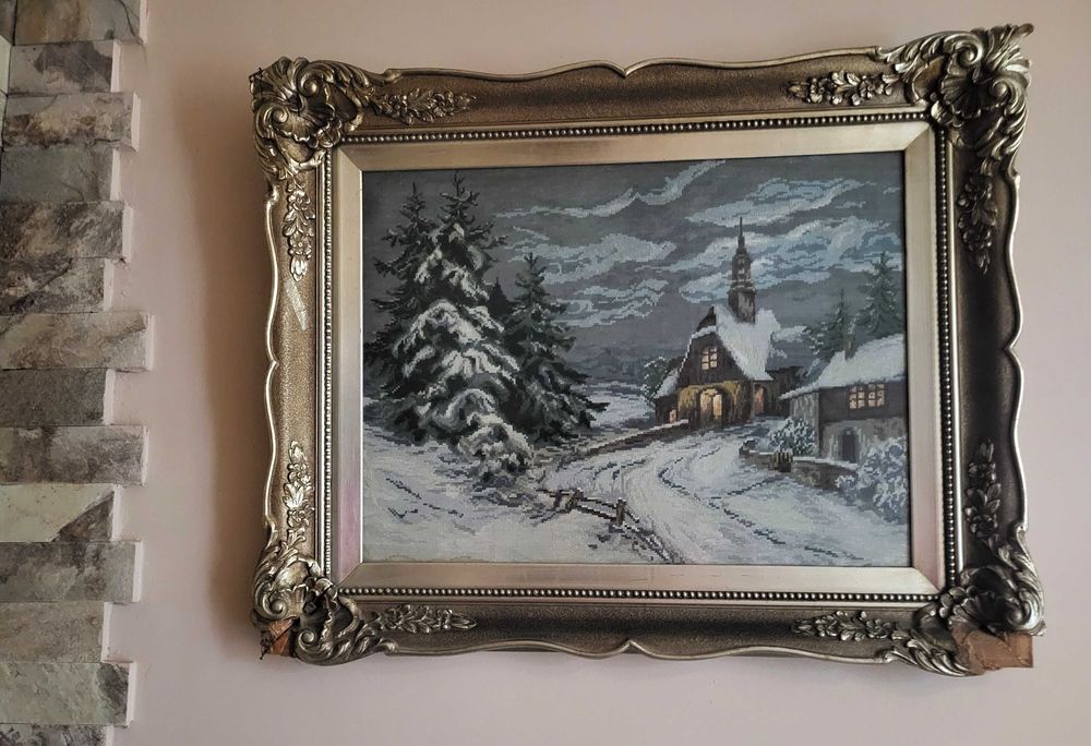 Старинен Вилеров гоблен "Зима параклис"