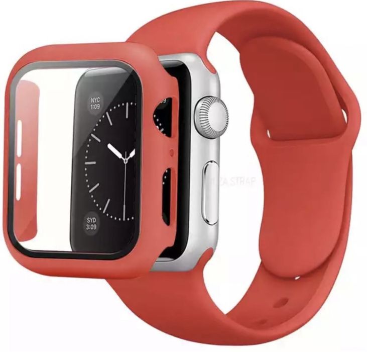 Curea Silicon + Carcasa Husa Folie Plastic Ceas Apple Iphone