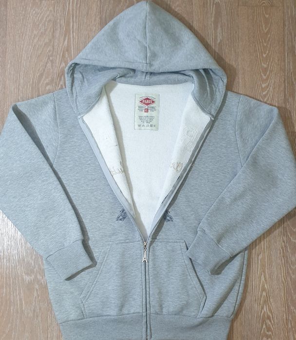 Серое ретро zip hoodie