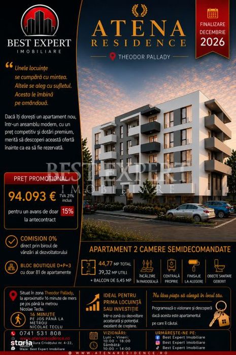 2 Camere | Ideal pentru Investitie| Parcare Acoperita |Avans 15% Credi — fotografia 1