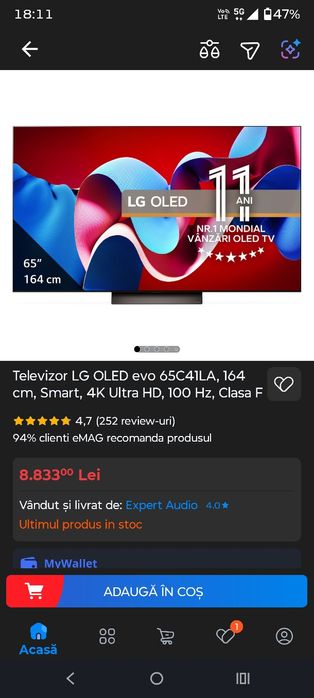 Tv LG  OLED 65c41 in garantie