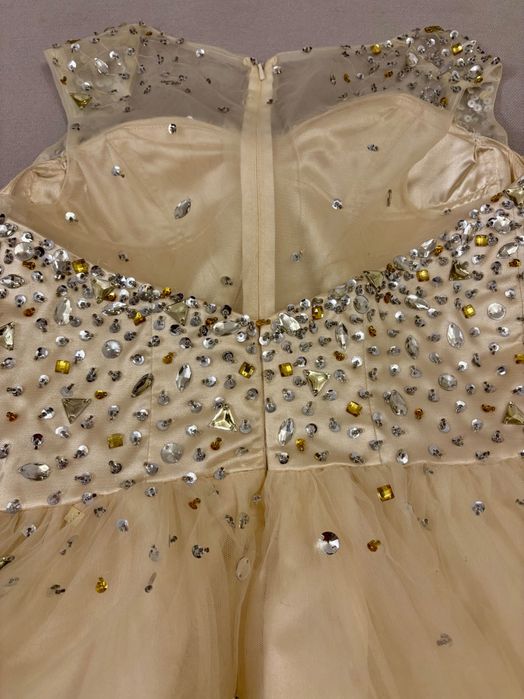 Бална рокля Официална рокля за сватба, рожден ден  с камъни- златна